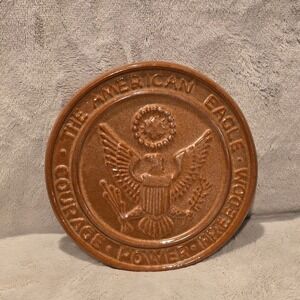 Frankoma Pottery American Eagle Trivet Plaque Brown Courage Power Freedom 95 TR
